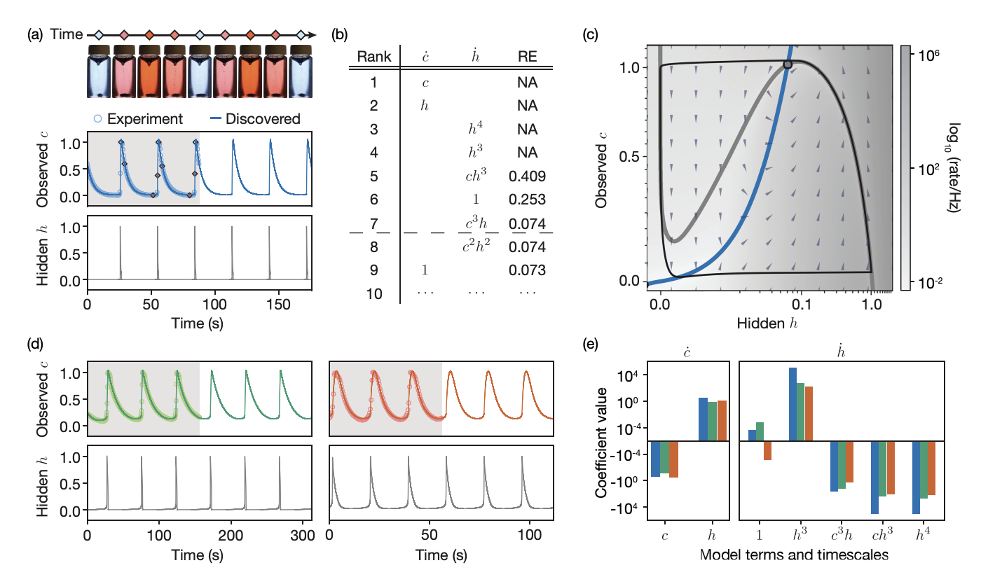 Discovering dynamics and parameters of nonlinear oscillatory and chaotic systems from partial observations